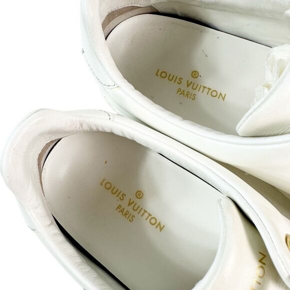 LOUIS VUITTON Frontrow Floral Sneakers Size 39 US 8.5 Lace Up Logo Low Top White - Picture 6 of 13